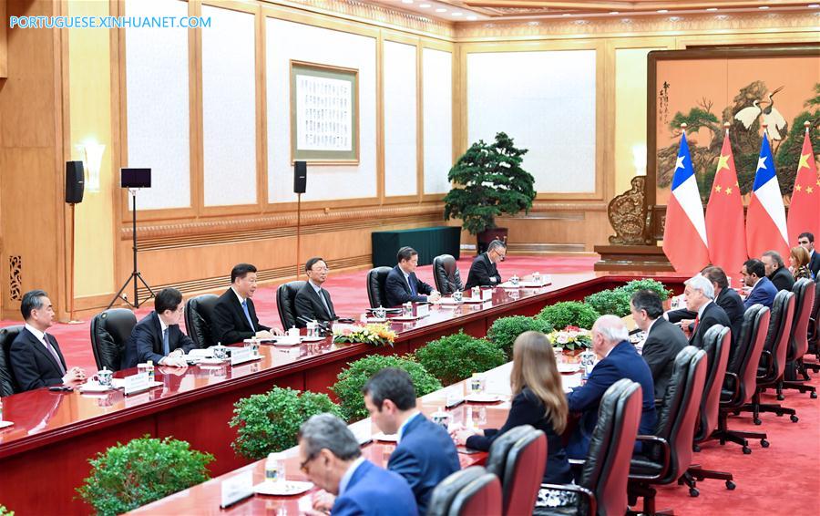 (BRF)CHINA-BEIJING-BELT AND ROAD FORUM-XI JINPING-CHILEAN PRESIDENT-TALKS (CN)    