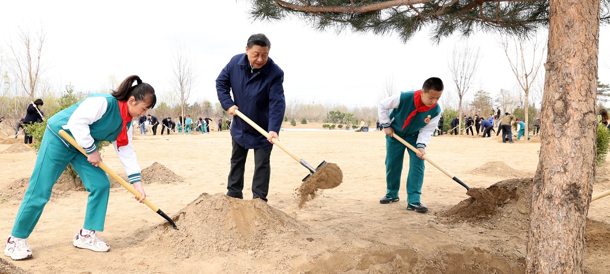 Xi planta árvores pelo 10º ano como o mais alto líder