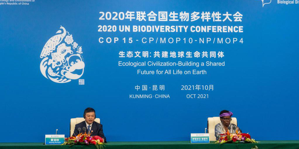 Conferência de imprensa realizada após a cerimônia de encerramento da COP15 em Kunming