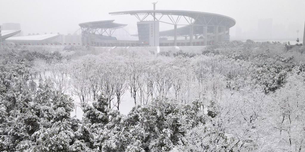 Manto de neve cobre a cidade de Hefei, na província chinesa de Anhui
